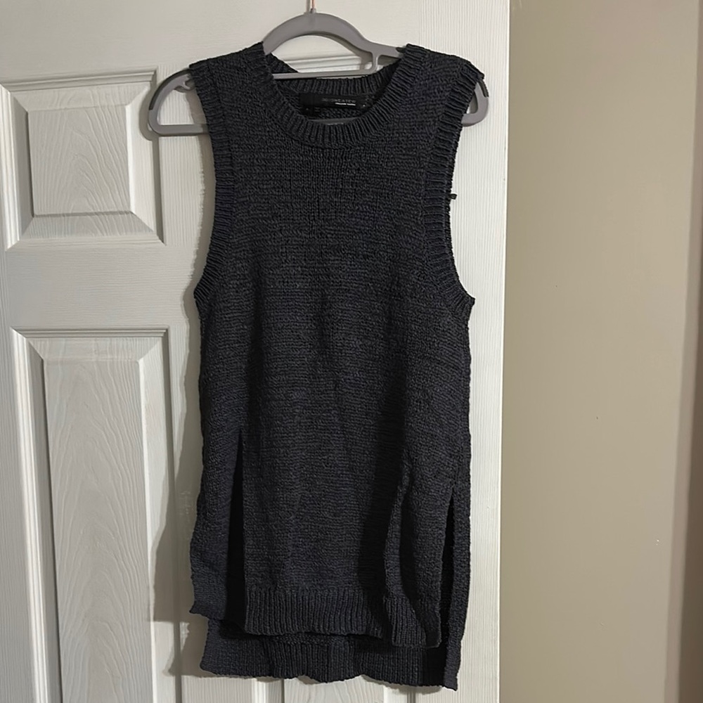 Dark Grey Sleeveless Knit Sweater